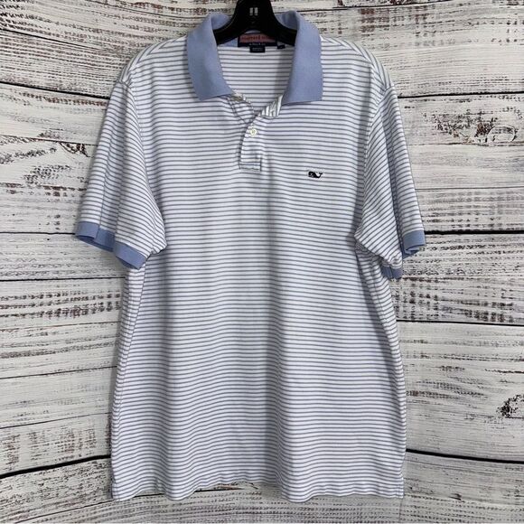 Vineyard vines by shep & lan Polo Mens size large striped Cotton Golf Rugby - Picture 1 of 11